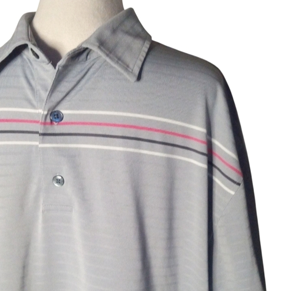 Foot Joy Performance Golf Polo Short Sleeve Gray Striped UPF Size XL - Picture 3 of 8